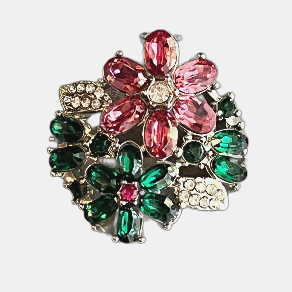 Floral Ring Pink Green Colorful Coquette girl Size 8